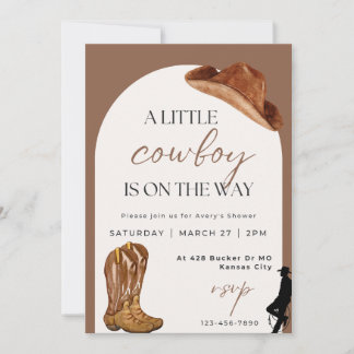 Invitation Baby shower garçon - Thème Cowboy
