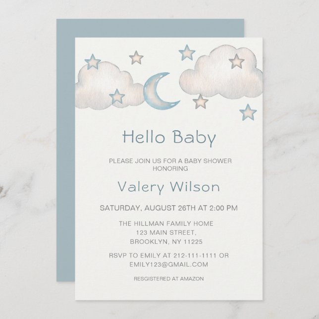 Invitation Baby shower Garçon Turquoise Mint (Devant / Derrière)