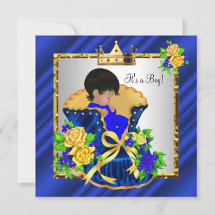 Invitation Baby Shower Garçon Vintage Afro-Américain Prince 2