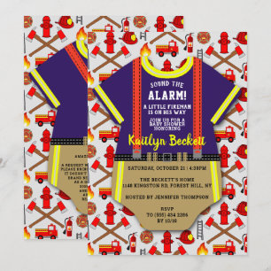 Invitation Baby shower Garçons "Little Fireman" moderne