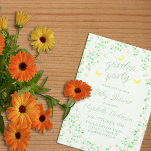 Invitation Baby Shower Genre Neutre Garden Party