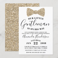 Invitation Baby shower gentilhomme, Faux Gold