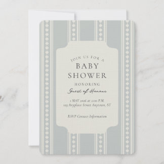 Invitation Baby-Shower Géométrique à Rayures Ogee Vintage