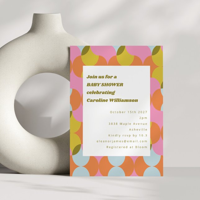 Invitation Baby shower géométrique Abstrait moyen au milieu d (Créateur téléchargé)