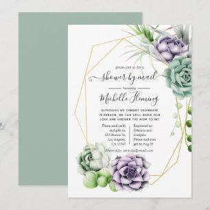 Invitation Baby Shower Géométrique et Succulent par la Poste