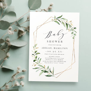 Invitation Baby shower géométrique géométrique de verdure