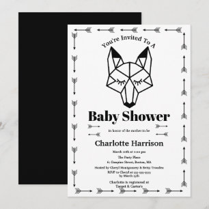 Invitation Baby shower géométrique moderne Fox & Flèche
