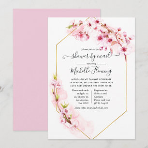 Invitation Baby shower géométrique rose floral de printemps p