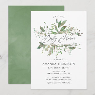 Invitation Baby shower géométrique verdoyant