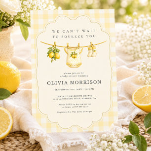 Invitation Baby Shower Gingham Jaune Pamplemousse