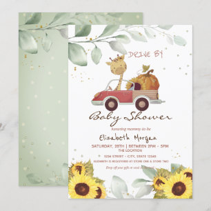 Invitation Baby Shower Girafe Camion Tournesols Citrouille