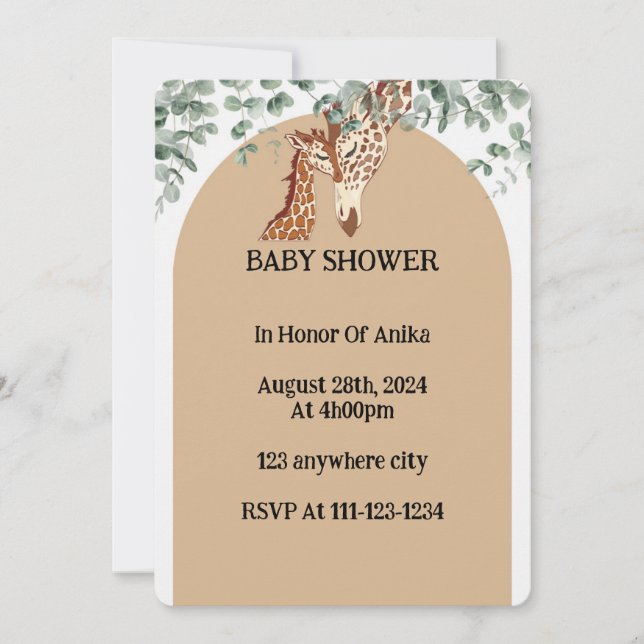 INVITATION BABY SHOWER GIRAFFE (Devant)