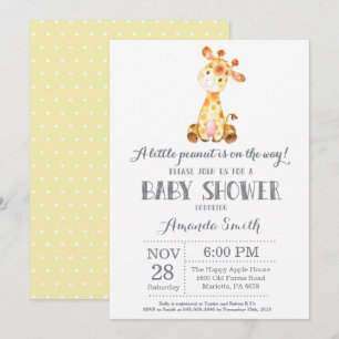 Invitation Baby shower Giraffe Jaune et Grey