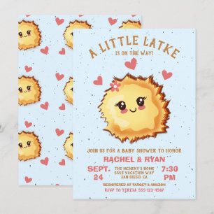Invitation Baby shower Girl Little Latke Hanoukka