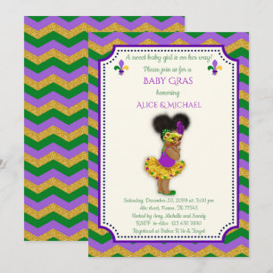 Invitation Baby shower Girl, Mardi Gras Girl, or, chevron