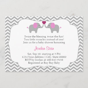 Invitation Baby shower Girl Twins