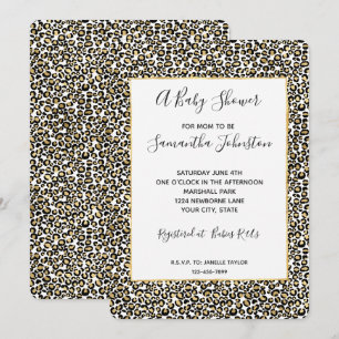 Invitation Baby shower Gold Black Empreinte de léopard