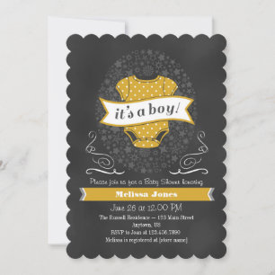 Invitation Baby shower Gold Chalkboard Boy