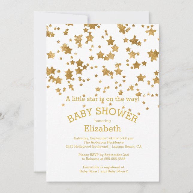 Invitation Baby shower Gold Little Star (Devant)