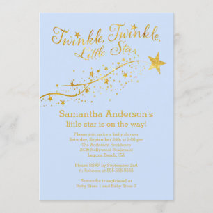 Invitation Baby shower Gold Little Star Boy