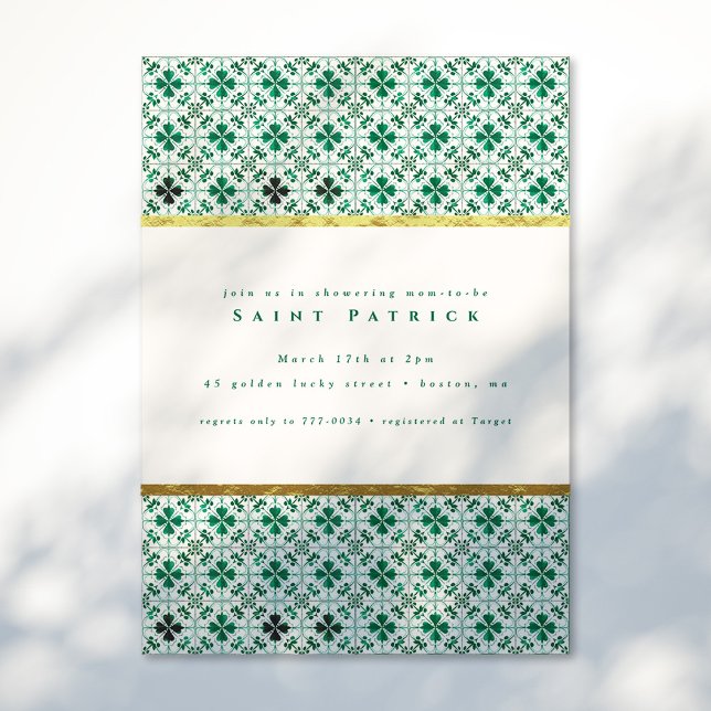 Invitation Baby shower Gold Modern Green St. Patrick's Day (Créateur téléchargé)