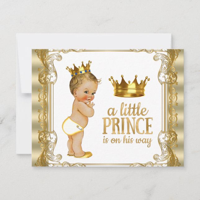 Invitation Baby shower Gold Prince (Devant)