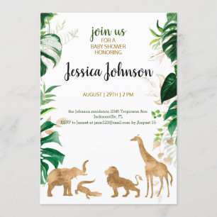 Invitation Baby shower Gold Safari