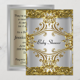 Invitation Baby shower Gold Silver Neutre