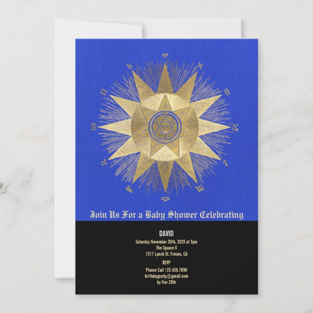 Invitation Baby shower Gold Sunshine Céleste (Devant)