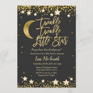 Invitation Baby shower Gold Twinkle Little Star