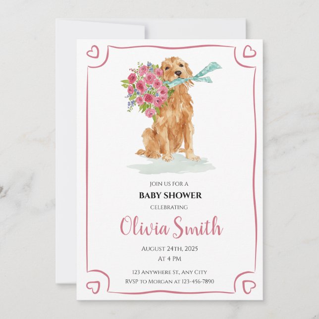 Invitation Baby shower Golden Retriever (Devant)