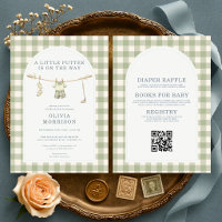 Baby-Shower Golf Gingham Vert Sauge Tout-en-un