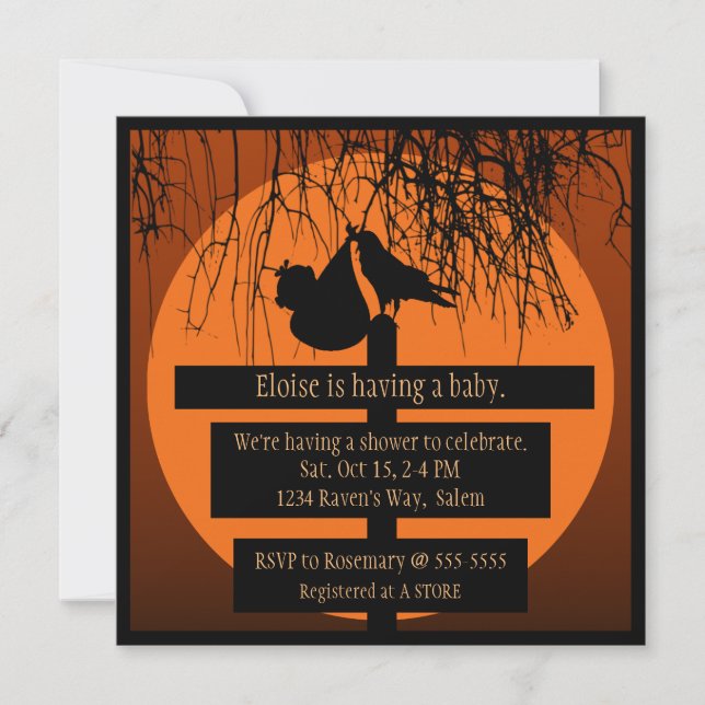 Invitation Baby shower Goth-Horror (Devant)