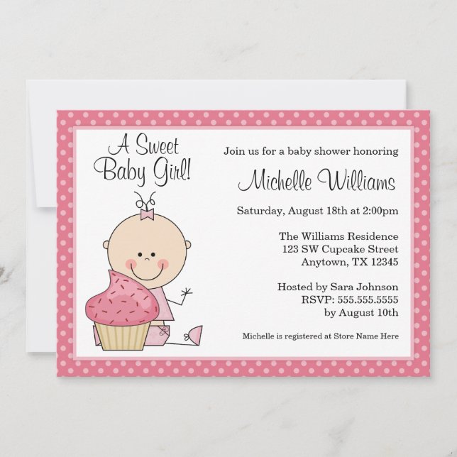 Invitation Baby shower gothique gothique à croûte rose (Devant)