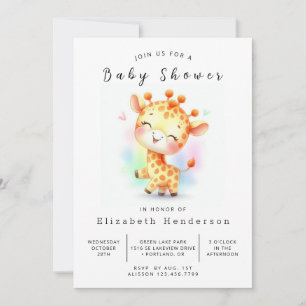 Invitation Baby shower gracieux en girafe à imprimer