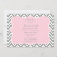 Baby shower gris, blanc et rose pastel Chevron