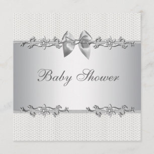 Invitation Baby shower gris et blanc élégant