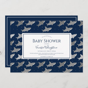 Invitation Baby shower gris foncé Motif requin