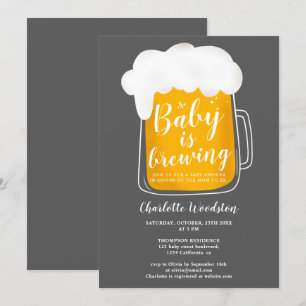 Invitation baby shower gris foncé pour bébé brassard brassico