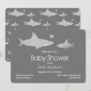 Invitation Baby shower gris requin mignon