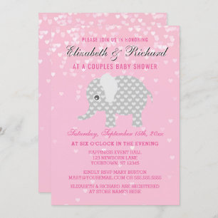 Invitation Baby shower gris rose de fille de couples de