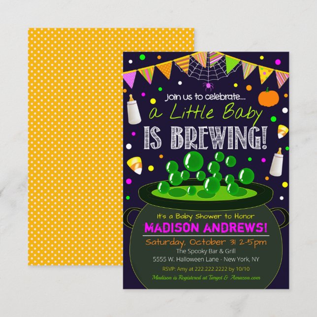 Invitation Baby shower Halloween (Devant / Derrière)