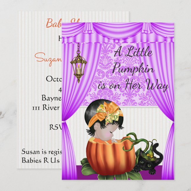 Invitation Baby shower Halloween (Devant / Derrière)