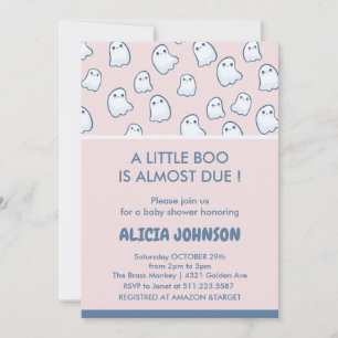 Invitation Baby shower Halloween adorable fantôme rose