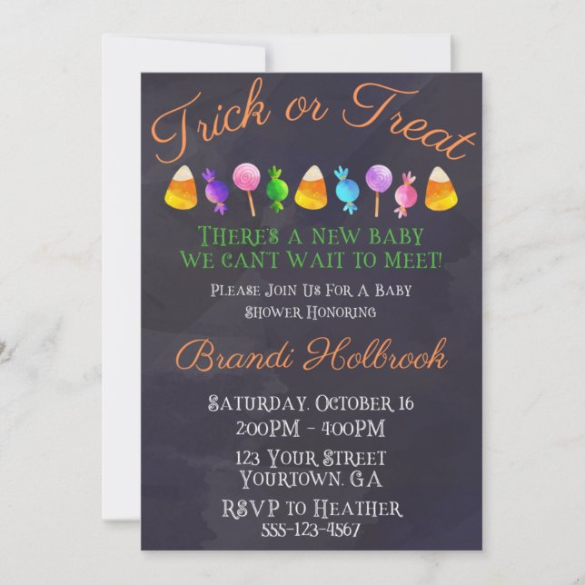 Invitation Baby shower Halloween, Baby shower Auto (Devant)