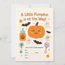 Invitation Baby shower Halloween - Citrouille mign