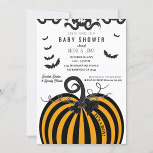 Invitation Baby Shower Halloween Citrouille Noir et Orange
