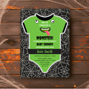 Invitation Baby shower Halloween Éffrayant Monster vert