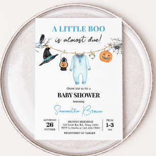 Invitation Baby Shower Halloween pour le Petit Boo Bleu