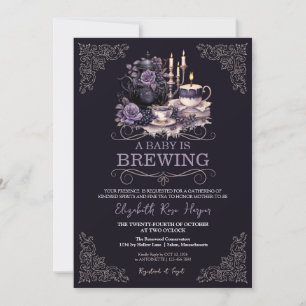Invitation Baby Shower Halloween Thé de Brassage Vintage Goth